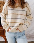 Eden Striped Ribbed Edge Drop Shoulder Sweater
