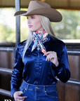 NAVY SATIN PERFORMANCE RODEO SHIRT