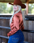 TERRACOTA SATIN PERFORMANCE RODEO SHIRT