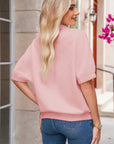 Stripe Contrast Collar Textured Blouse