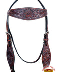 Western Horse Headstall Tack Bridle American Leather Hand Carved Hilason