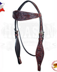 Western Horse Headstall Tack Bridle American Leather Hand Carved Hilason