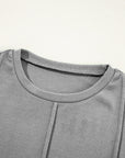 Solid Reverse Seam Crew Neck Long Sleeve Top