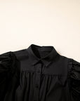 Frilled Puff Sleeve Buttoned Shirt