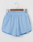April Color Stripes Elastic High Waist Active Shorts