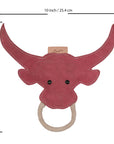 ExionPro Natural Leather Bull Dog Toy with Non Toxic Fiber Stuffing- Pink Color
