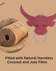 ExionPro Natural Leather Bull Dog Toy with Non Toxic Fiber Stuffing- Pink Color