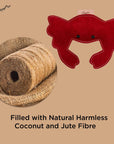 ExionPro Natural Leather Crab Dog Toy with Non Toxic Fiber Stuffing- Red Color