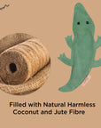 ExionPro Natural Leather Crocodile Dog Toy with Non Toxic Fiber Stuffing- Green Color