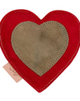 ExionPro Natural Leather Heart Dog Toy with Non Toxic Fiber Stuffing - Red Color