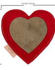 ExionPro Natural Leather Heart Dog Toy with Non Toxic Fiber Stuffing - Red Color
