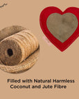 ExionPro Natural Leather Heart Dog Toy with Non Toxic Fiber Stuffing - Red Color