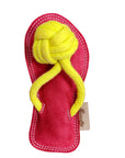 ExionPro Natural Leather Slipper Dog Toy with Non Toxic Fiber Stuffing - Red/Yellow Color