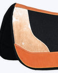 Hilason Western Wool Felt Horse Saddle Pad W/ Cowhide Leather - Black