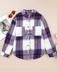 Plaid Button-Up Long Sleeve Pocketed Shacket