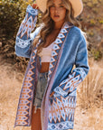 Ariah Aztec Print Open Front Knitted Cardigan