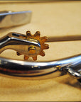 Hilason Stainless Steel Ladies Roping Spurs With 10 Points Solid Brass Rowel