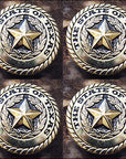Screw Back Concho State Of Texas Star W/ Rope Edge Saddle