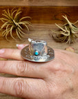 Adjustable Cowboy Hat Ring – Kingman Turquoise, Navajo Handmade by Robby Manuelito
