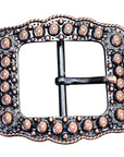 Western Screw Back Concho Copper Finished Belt Buckle With Rope Edge