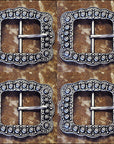 Western Screw Back Concho Silver Finished Belt Buckle With Rope Edge