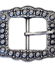 Western Screw Back Concho Silver Finished Belt Buckle With Rope Edge