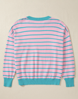 Briar Stripe Trimmed Round Neck Loose Sweater
