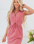 Nayeli Zipped Collar Drawstring Waist Dress