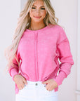 Rory Exposed Seamed High Low Raw Edge Sweatshirt