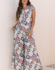 Kylee Floral Sleeveless Buttoned Wide Leg Jumpsuit