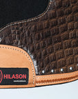 Hilason Western Wool Felt Horse Saddle Pad W/ Alligator Print Leather
