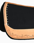 Hilason Western Wool Felt Horse Saddle Pad With Leather Border Black