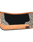 Hilason Western Wool Felt Horse Saddle Pad With Leopard Print Leather