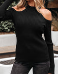 Bailey Ribbed Knit Cold Shoulder Sweater