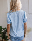 Kenzie Floral Embroidered Puff Sleeve Blouse