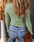 Alice Textured Twist Front V Neck Long Sleeve Top