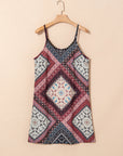 Geometric Paisley Sleeveless Mini Dress