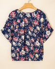 Floral Short Sleeve Scoop Neck Blouse