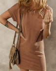 Corded Knit Pocketed T-Shirt Dress
