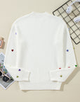Sequin Heart Waffle Knit Sweater