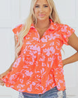 Karla Floral Collared Button Blouse