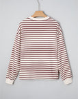 Stripe Long Sleeve Henley Top