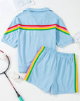 Colorblock Stripe Top and Shorts Set