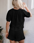Laylani Puff Sleeve Top and Ruffled Shorts Set
