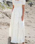 Robin Frilly Shirred Bodice Tiered Floral Maxi Dress