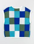 Colorblock Checker Cap Sleeve Sweater