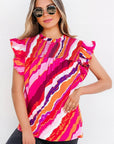Campbell Abstract Ruffled Blouse