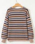Stripe Drop Shoulder Round Neck Sweater