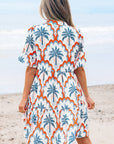 Genesis Palm Tree Printed Short Sleeve Dress