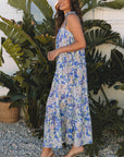 Katelyn Floral Self-tie Straps Ruffle Long Dress